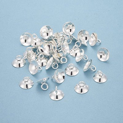 201 Stainless Steel Bead Cap Pendant Bails STAS-L244-27A-S-1