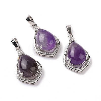 Natural Amethyst Pendants G-H283-04P-23-1