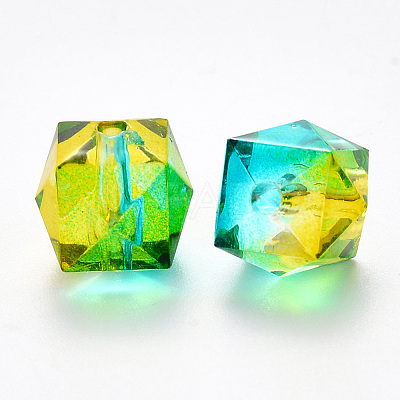 Two Tone Transparent Spray Painted Acrylic Beads X-ACRP-T005-26P-1