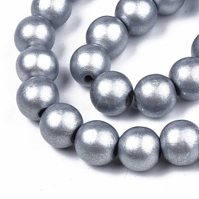 Spray Painted Natural Wood Beads Strands WOOD-S053-59B-1