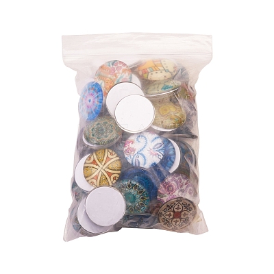 Printed Picture Glass Cabochons GGLA-YW0001-01A-1