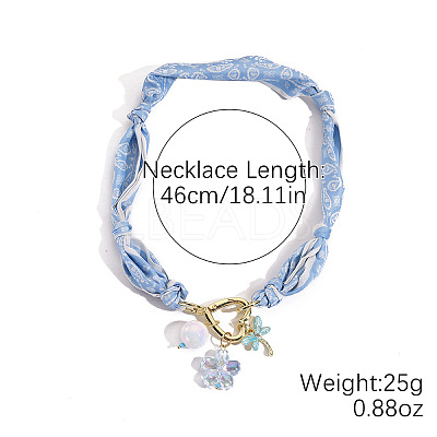 Flower Alloy Enamel & Resin & Glass & Plastic Pearl & Rhinestone Tassel Scarf Choker Necklaces FS-WG248CD-03-1