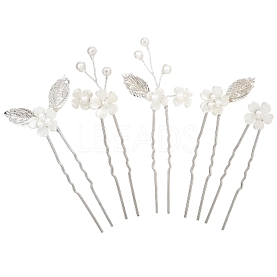Alloy with Plastic Beads Hair Sticks for Women Girls OHAR-WH20010-08P-1