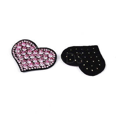 Heart Hotfix Glass Rhinestone with Cloth Patches PATC-T002-02C-1