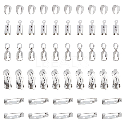 50Pcs 5 Styles 304 Stainless Steel Column Cord Ends STAS-AR0001-14-1
