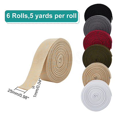6 Rolls 6 Colors Flat Polypropylene Ribbon OCOR-WR0001-11-1