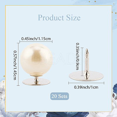 20Pcs ABS Plastic Pearl No Sewing Buttons BUTT-CY0001-22B-1
