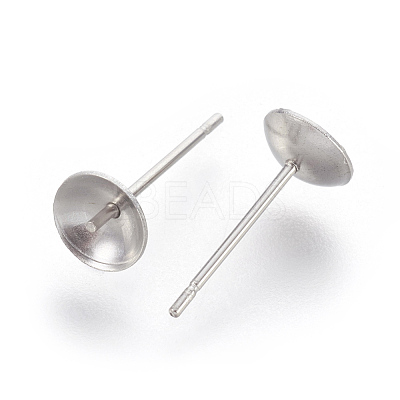 Non-Tarnish Stainless Steel Stud Earring Findings STAS-F186-02P-6mm-1