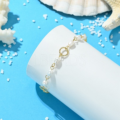 Natural Cultured Freshwater Pearl Beads Link Bracelets BJEW-JB14043-1