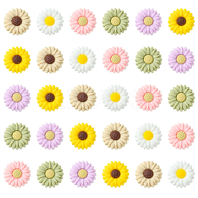 20Pcs Daisy Food Grade Eco-Friendly Silicone Focal Beads SIL-CJ0001-07-1