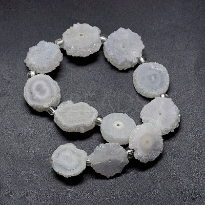 Natural Druzy Quartz Crystal Beads Strands G-F582-A15-1