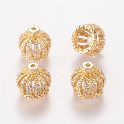Brass Cubic Zirconia Beads ZIRC-F001-183B-G-1