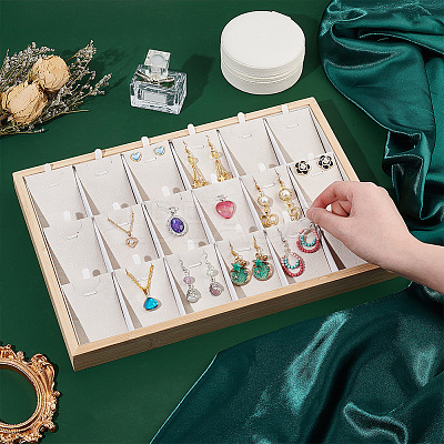 18-Grid Bamboo Pendant Necklaces Displays Plate NDIS-WH0006-07-1
