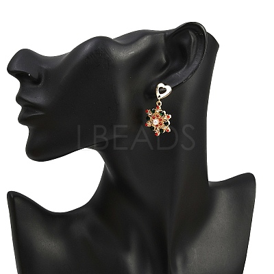 Snowflake ABS Plastic Pearl & Rhinestone Stud Earrings EJEW-JE06628-1