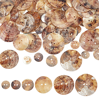 90Pcs 6 Styles Freshwater Shell Buttons SHEL-PH0001-62-1