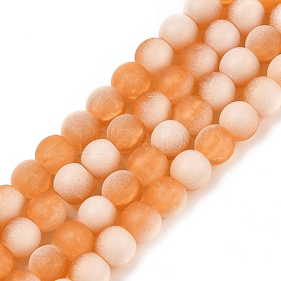 Frosted Crackle Glass Beads Strands GLAA-U001-6mm-M10-1
