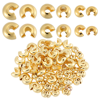 120Pcs 3 Styles Brass Crimp Beads Covers KK-SC0007-34-1