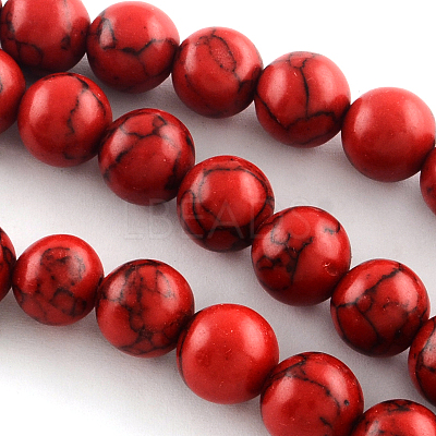 Synthetical Turquoise Gemstone Round Bead Strands TURQ-R035-6mm-04-1