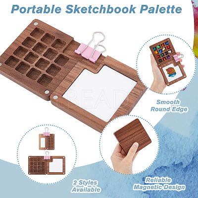 2Pcs 2 Styles Wood Magnetic Flip Top Paintbox AJEW-DC0001-26-1