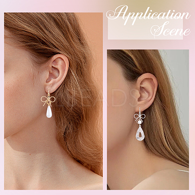 10 Piars 2 Colors Bowknot Brass Laverback Earrings for Women EJEW-SC0001-92-1
