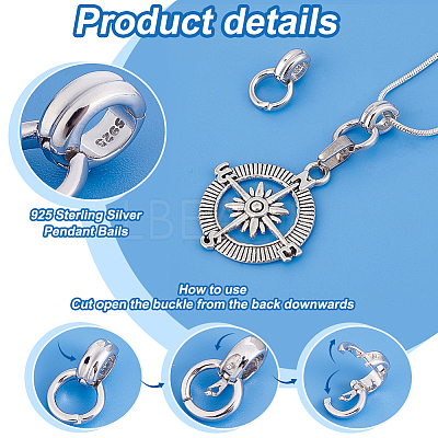 2Pcs 925 Sterling Silver Pendant Bails STER-PH0002-34-1