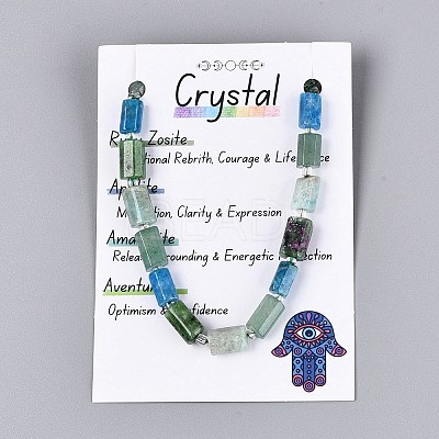 Natural Ruby in Zoisite & Flower Amazonite & Green Aventurine & Apatite Beads Strands G-Q614-01A-03-1