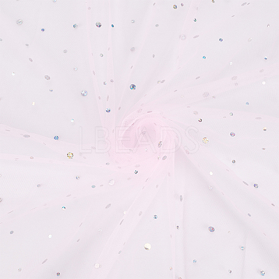 1M Sequins Polyester Organza Fabrics DIY-CY0003-41B-1