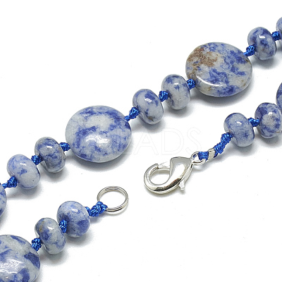 Natural Blue Spot Jasper Beaded Necklaces NJEW-S393-03-1