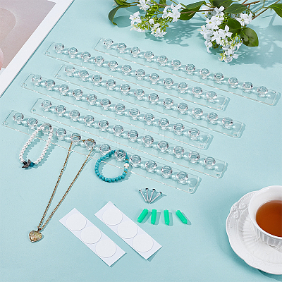 6 Bags Rectangle 12-Hook Acrylic Wall Mounted Jewelry Display Racks ODIS-GO0001-19-1
