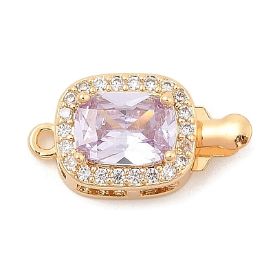 Brass Micro Pave Cubic Zirconia Box Clasps KK-C080-13G-02-1
