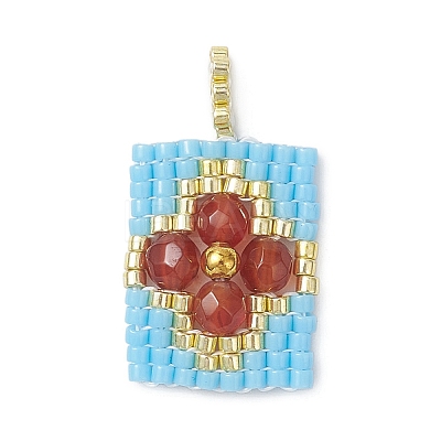 Beaded Rectangle Charms PALLOY-MZ01149-01-1