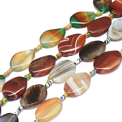 Natural Banded Agate/Striped Agate Beads Strands G-L544-009-1