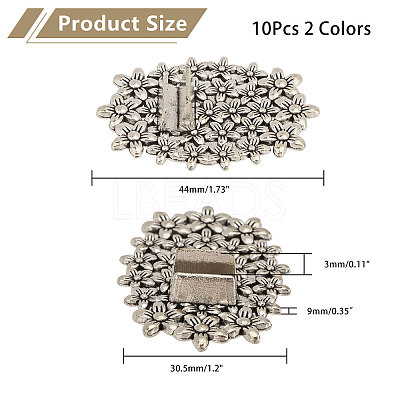 10Pcs 2 Colors Oval Floral Alloy Display Base ODIS-CA0001-17-1