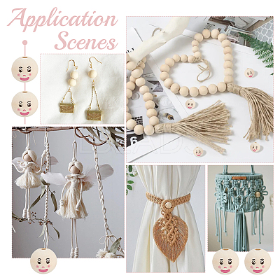 40Pcs Printed Wood European Beads WOOD-OC0003-55-1