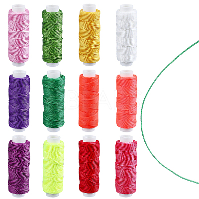 12 Rolls 12 Colors Round Waxed Polyester Twisted Cord YC-CL0001-03A-1