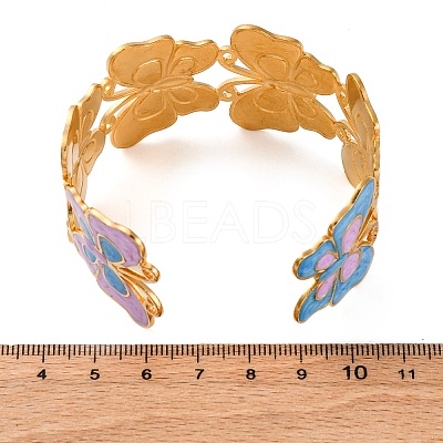 304 Stainless Steel Enamel Cuff Bangles for Women BJEW-P347-01G-B-1
