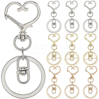18Pcs 3 Style Alloy Keychain Clasps KEYC-SP0001-49B-1
