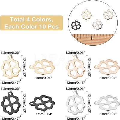 40Pcs 4 Colors 304 Stainless Steel Charms STAS-UN0030-85-1