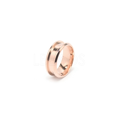 201 Stainless Steel Grooved Finger Ring Settings STAS-TAC0002-57B-RG-1
