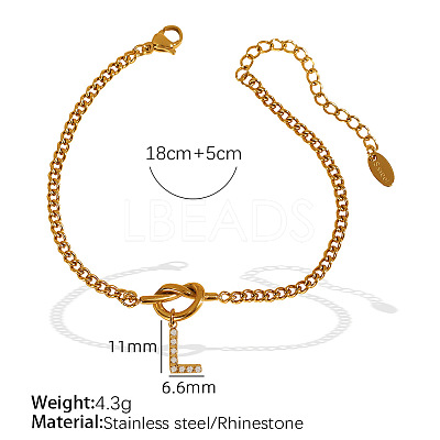 304 Stainless Steel Micro Pave Clear Cubic Zirconia Charm Bracelets WG4D47F-13-1