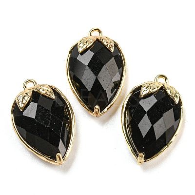 Natural Obsidian Faceted Pendants G-M431-06G-07-1