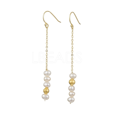 Natural Pearl Dangle Earrings EJEW-P286-42G-1