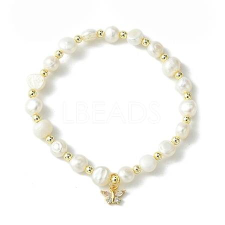 Natural Pearl Beaded Stretch Bracelets BJEW-JB10134-1