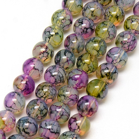 Baking Painted Glass Beads Strands X-DGLA-Q023-8mm-DB59-1