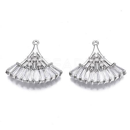 Brass Micro Pave Clear Cubic Zirconia Pendants ZIRC-S069-005P-1