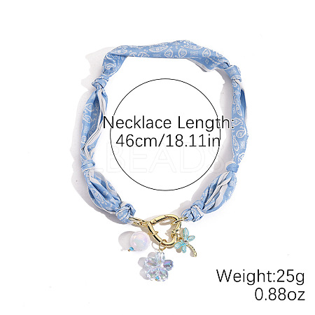 Flower Alloy Enamel & Resin & Glass & Plastic Pearl & Rhinestone Tassel Scarf Choker Necklaces FS-WG248CD-03-1