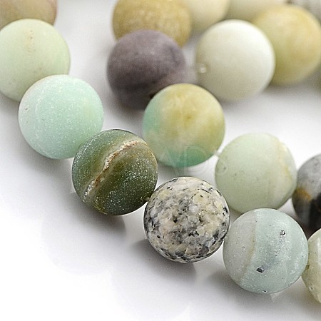 Natural Frosted Flower Amazonite Round Beads G-D616-8mm-1