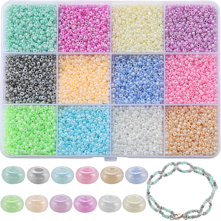 SUNNYCLUE 9600Pcs 12 Colors 11/0 Glass Seed Beads SEED-SC0001-22-1