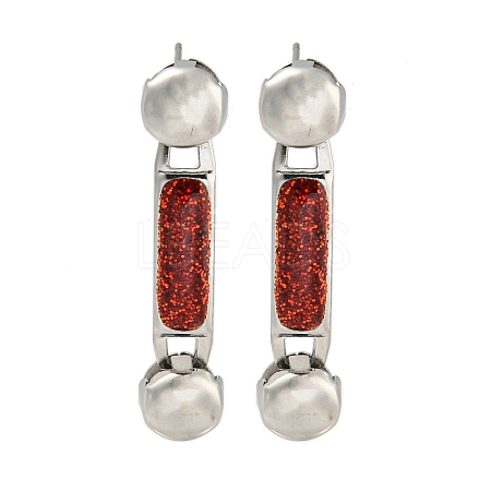 304 Stainless Steel Enamel Stud Earrings EJEW-S229-15P-09-1