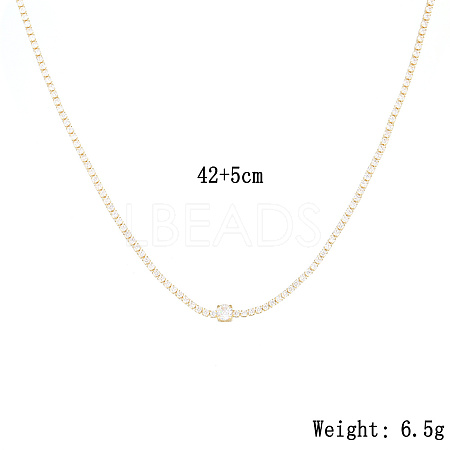 Brass Micro Pave Cubic Zirconia Necklaces for Women QH4759-1-1